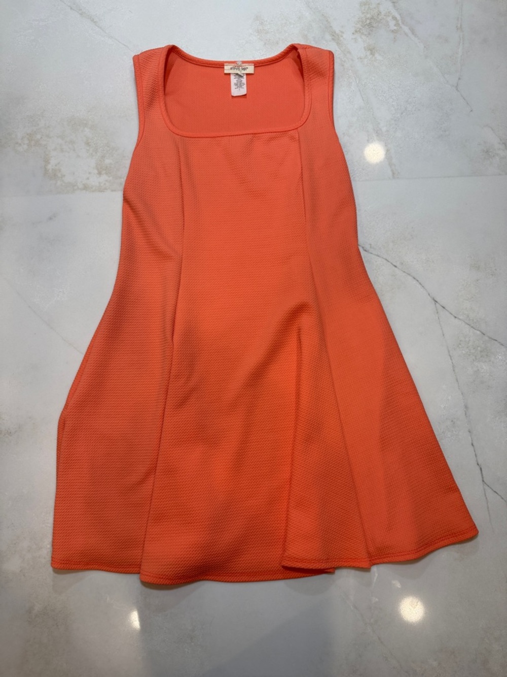 Urban Rose Coral Orange Knit Tank Top - Square Neck